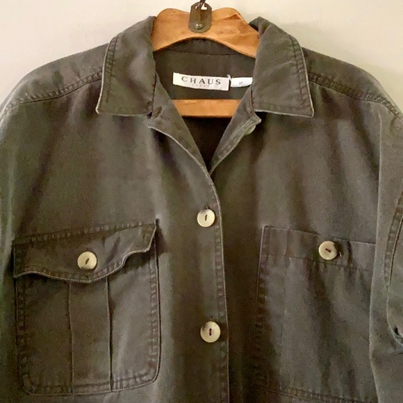 Vintage CHAUS Sport Women’s Brown Cotton Canvas Barn Chore Cargo Jacket MEDIUM - Picture 3 of 11